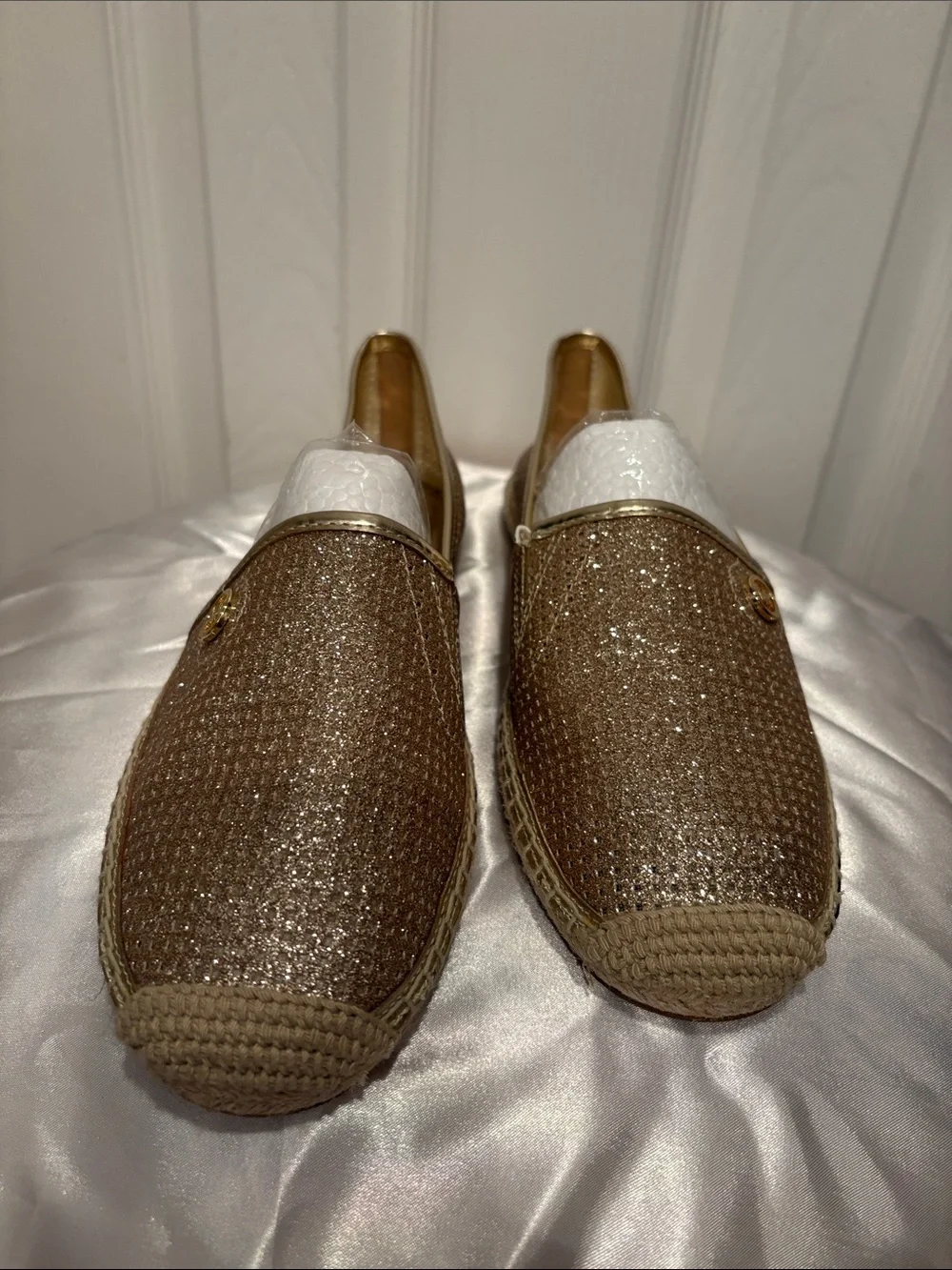 Michael Kors Gold Glitter Slip-On Espadrilles